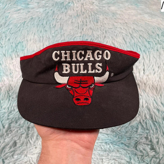 Deadstock Vintage 90s Black Chicago Bulls Visor Cap