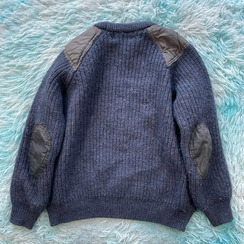 Vintage 90s Navy Arran Knit Jumper - Large
