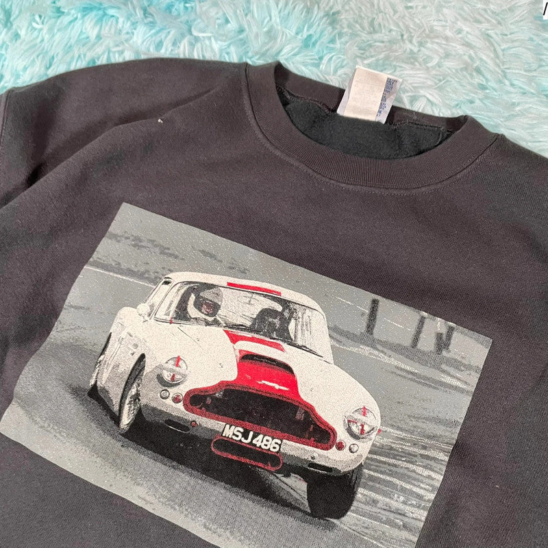 Vintage 00s Grey Aston Martin DB4 Graphic Sweatshirt - Large