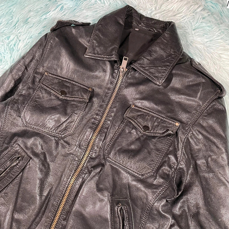 Vintage 90s Black Leather Jacket - Small