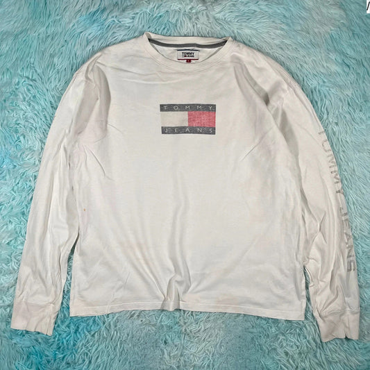 White Tommy Jeans Long Sleeve T Shirt - Large