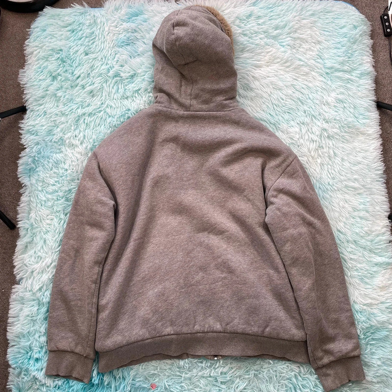 Grey Armani Exchange Fleeced Hoodie Full Zip - Large