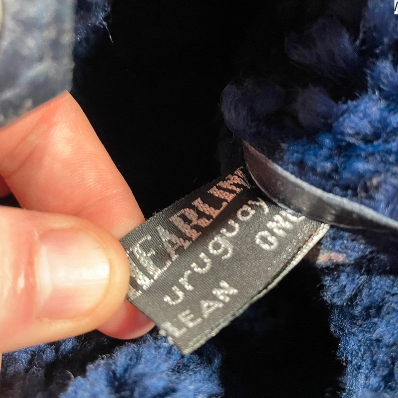 Vintage 90s Navy Shearling Jacket - Size 18
