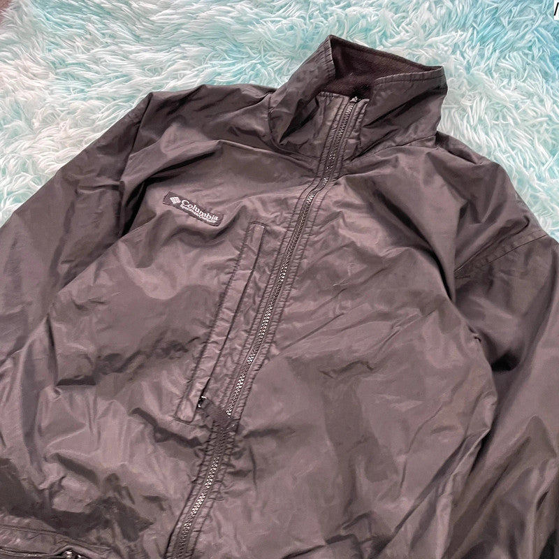 Vintage 90s Black Columbia Fleeced Windbreaker - Small