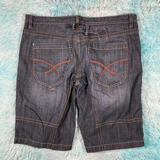 Vintage 00s Navy Baggy Jean Shorts Jorts - 40W