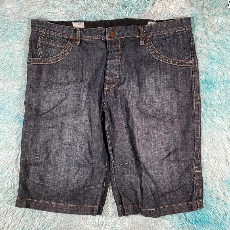 Vintage 00s Navy Baggy Jean Shorts Jorts - 40W