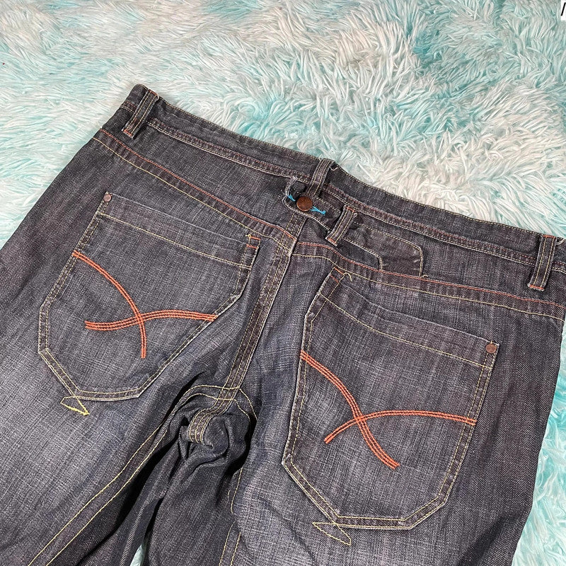 Vintage 00s Navy Baggy Jean Shorts Jorts - 40W