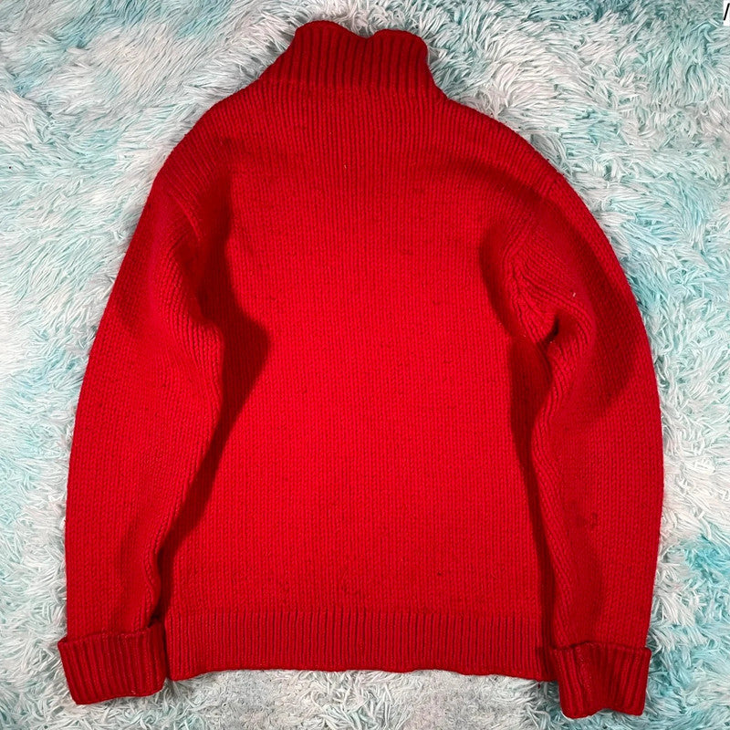 Red A.P.C Wool Knitted Jumper Mock Neck - Small