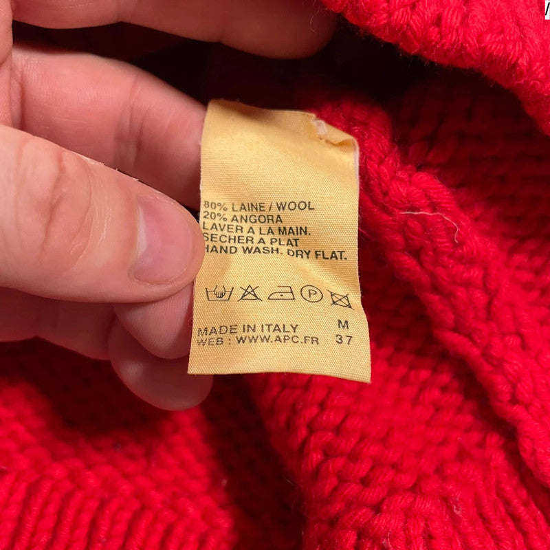 Red A.P.C Wool Knitted Jumper Mock Neck - Small