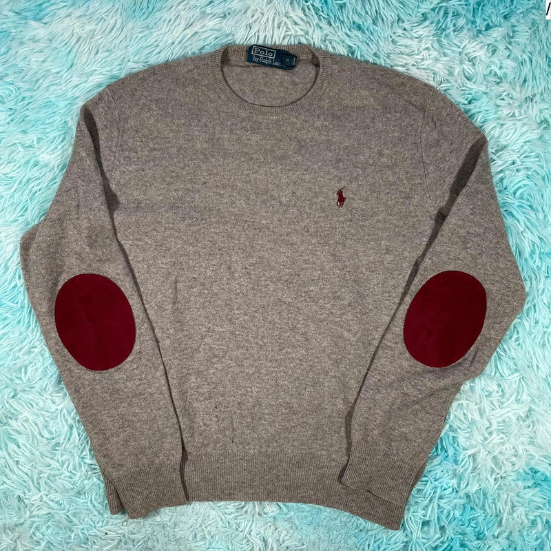 Grey Polo Ralph Lauren Wool Jumper - Medium