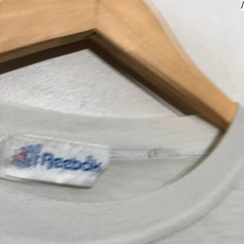 Vintage 80s White Reebok “The Pump” Trainer Graphic Print T Shirt - Large