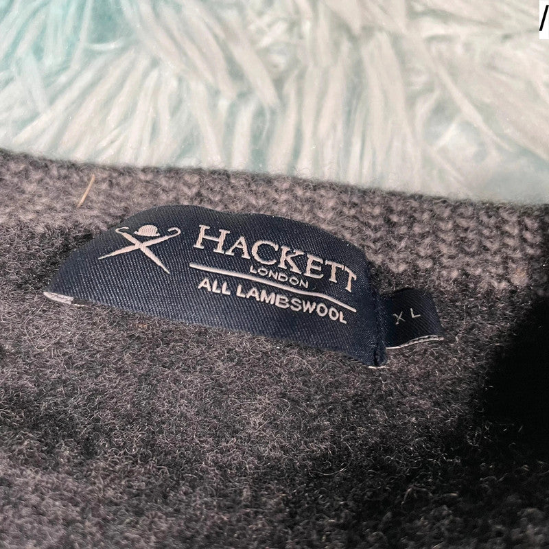 Grey Hackett Lambswool Knitted Jumper - XL