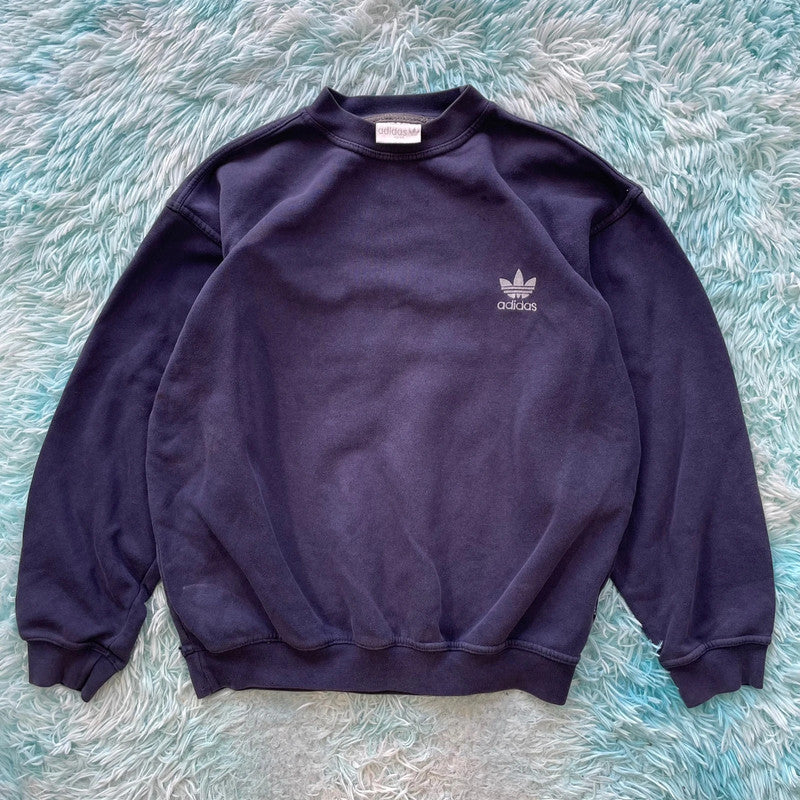 Vintage 90s Navy Adidas Sweatshirt Plain- Large