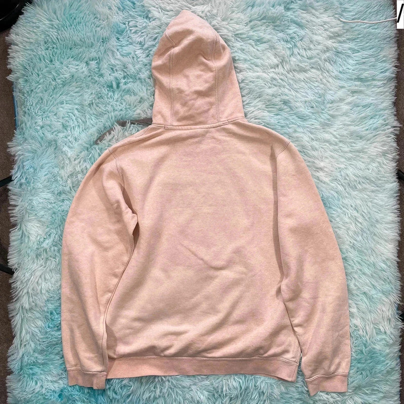 Light Rose Pink Nike Club Hoodie Spellout - Large