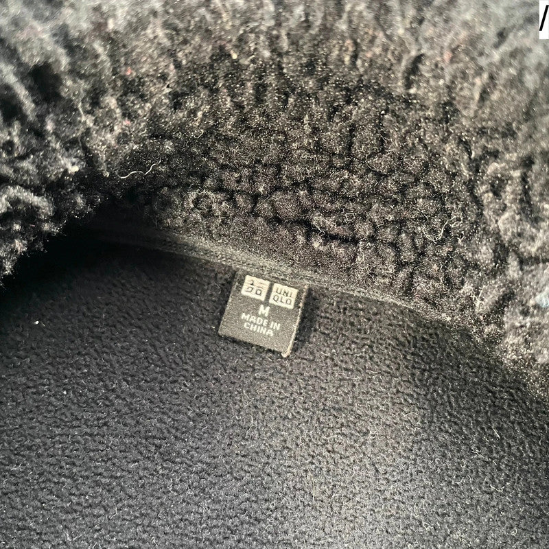 Black Uniqlo Sherpa Fleece Jumper - Medium
