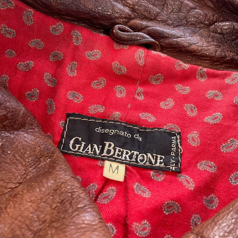 Vintage 90s Italian Leather Jacket Assymetric - Medium