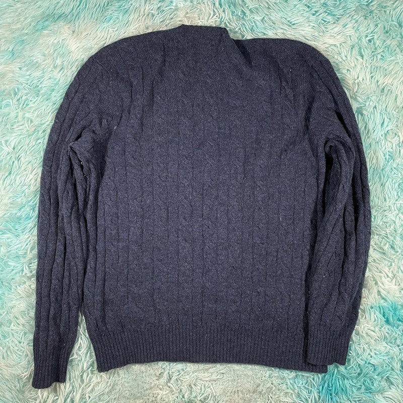 Vintage Navy Polo Ralph Lauren Knitted Jumper - Large