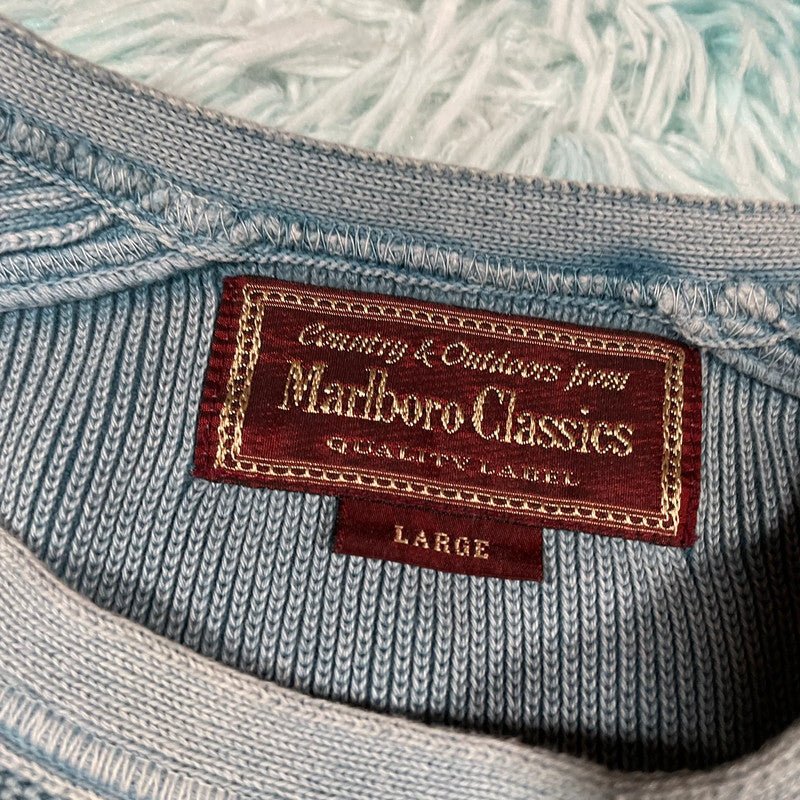 Vintage 00s Blue Marlboro Classics Ribbed Sweatshirt - Large