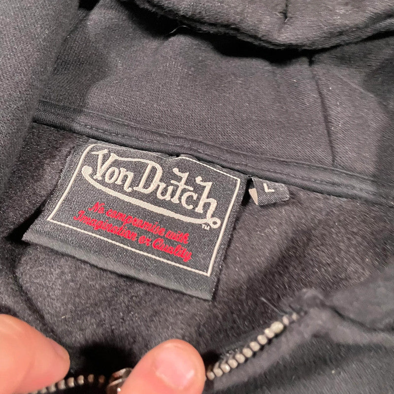 Black Von Dutch Full Zip Hoodie - Large