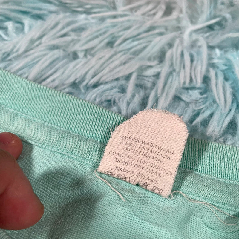 Vintage 90s Mint Green Blank T Shirt fruit of the Loom - Large