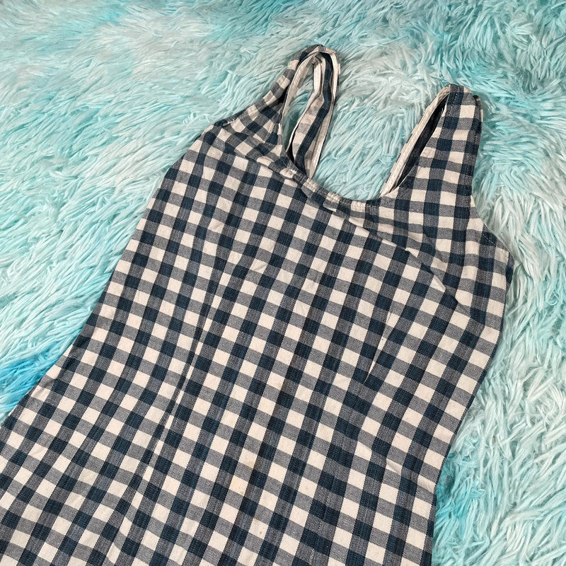 Vintage Navy & White Gingham Summer Dress - Size 6