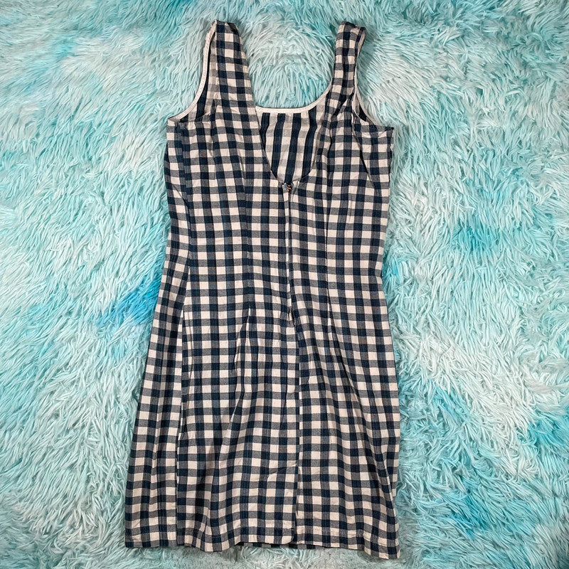 Vintage Navy & White Gingham Summer Dress - Size 6