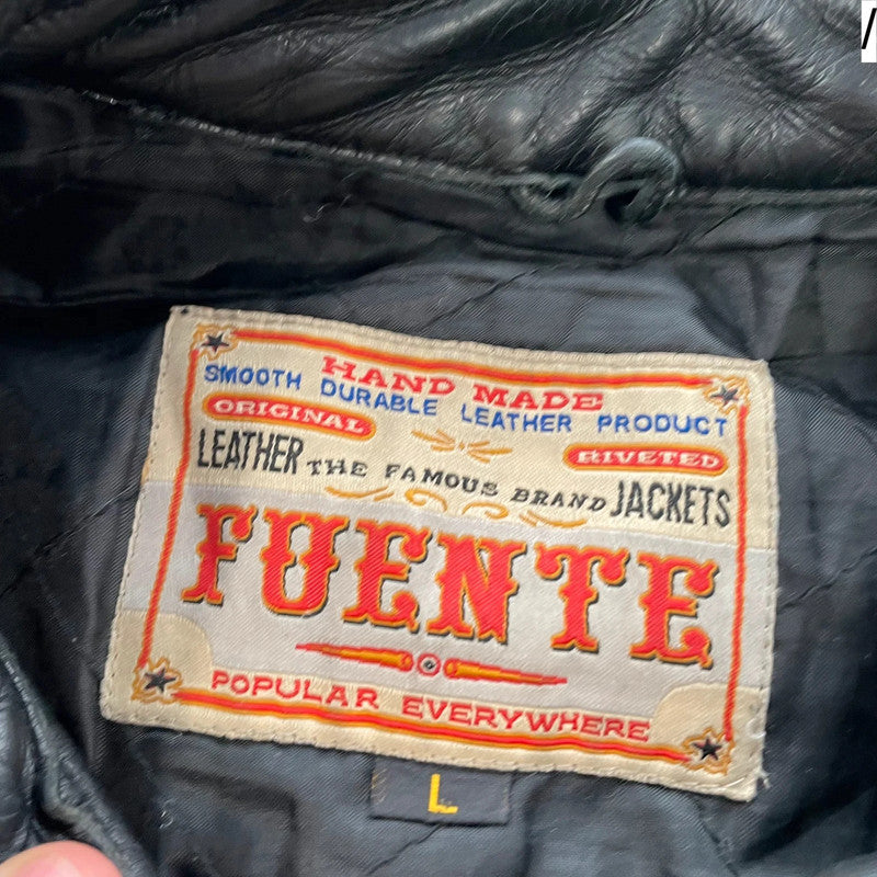 Vintage 90s Black Fuente Biker Jacket - Large