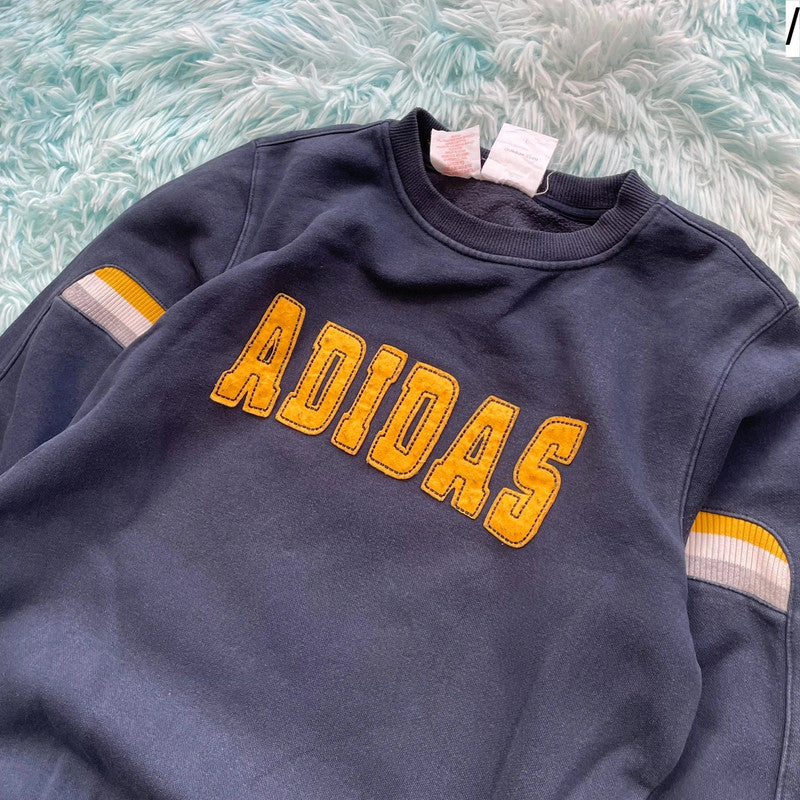 Navy Adidas Sweatshirt Spellout - XS