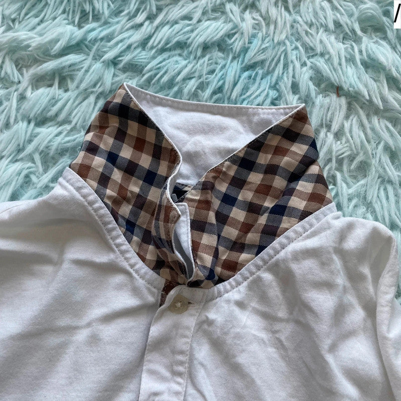 White Aquascutum Long Sleeve Polo Shirt - Medium