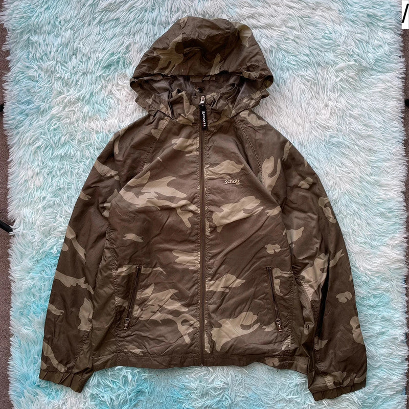 Vintage Camo Schott NYC Windbreaker Jacket - Medium