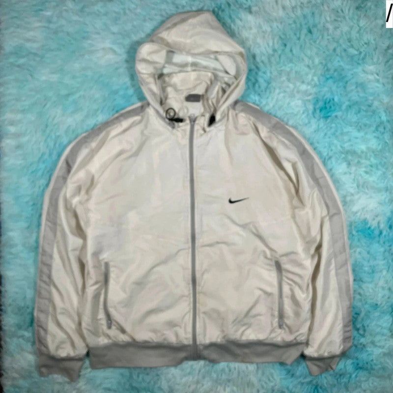 Vintage 00s Y2K White Nike Track Jacket - XL