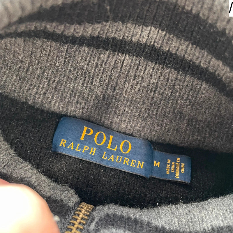 Grey Polo Ralph Lauren 1/4 Zip Jumper Wool Cashmere - Medium
