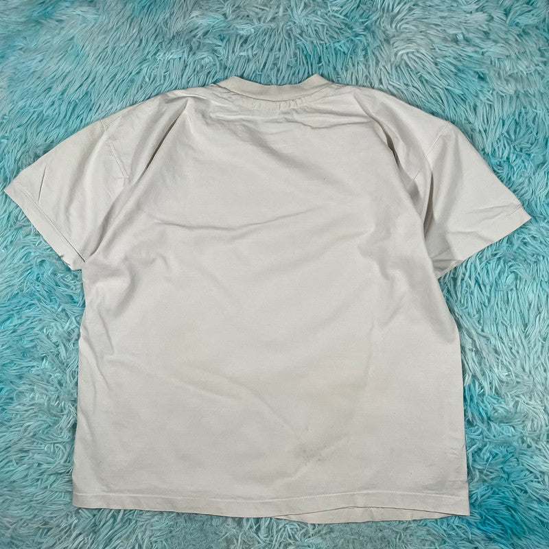 Vintage 70s White Hanes Blank T Shirt - Large