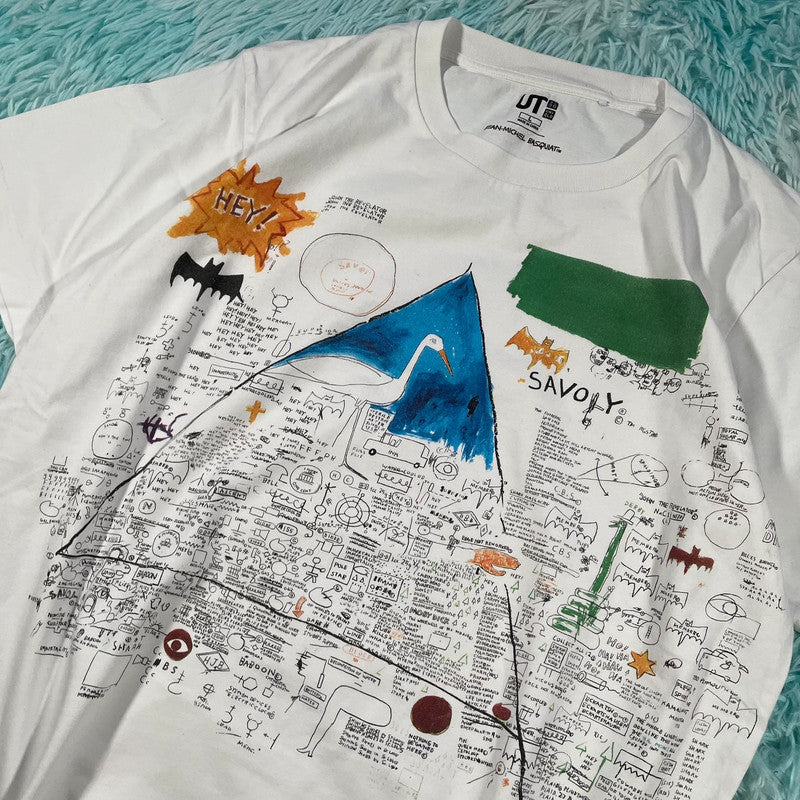 White Jean-Michel Basquiet Uniqlo Graphic T Shirt - Large