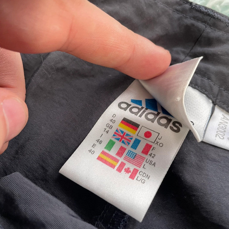 Vintage 90s Dark Grey Adidas Tracksuit Bottoms - Size 14