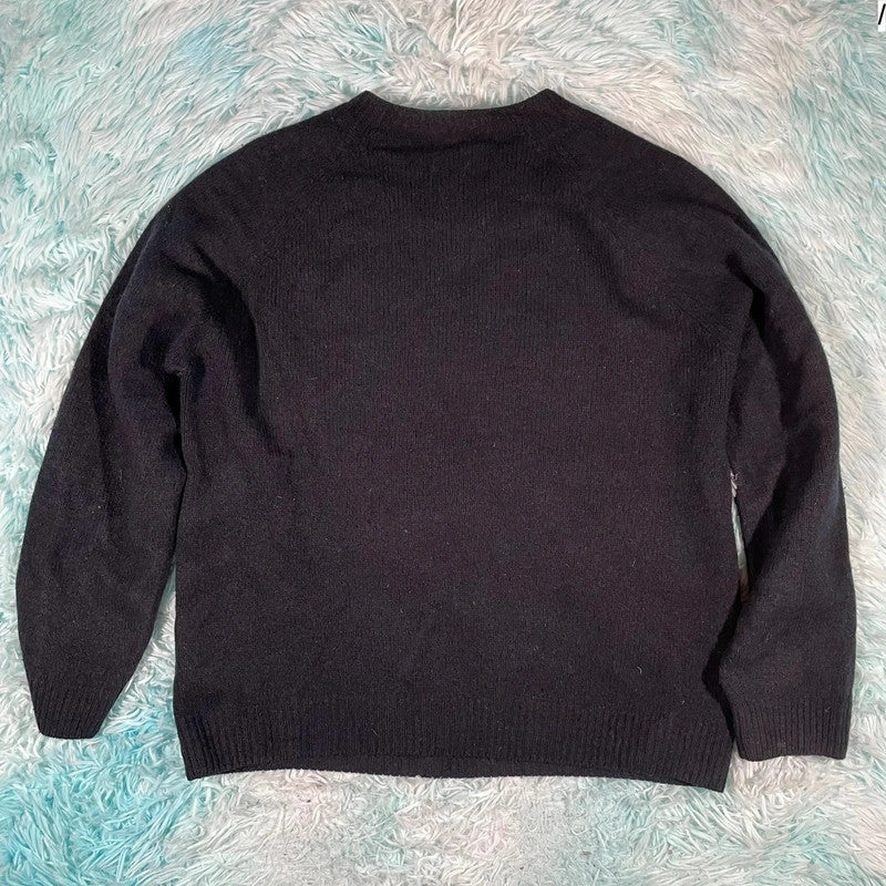 Black Sunspel Lambswool Knitted Jumper - Medium
