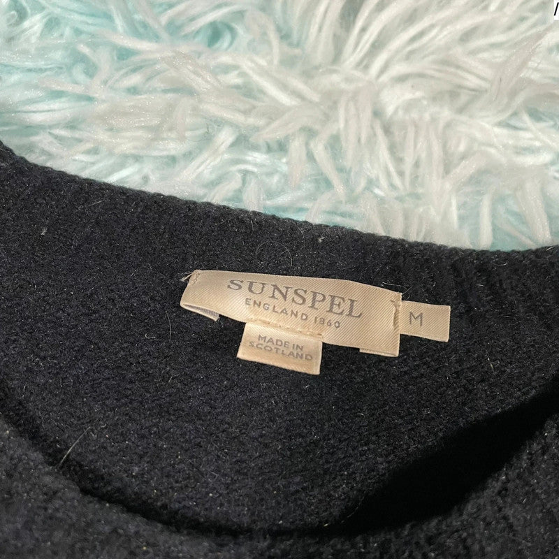 Black Sunspel Lambswool Knitted Jumper - Medium