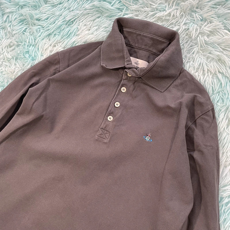 Grey Vivienne Westwood Polo Shirt Long Sleeve - Medium