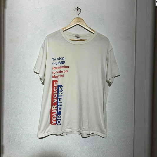 Vintage 1997 General Election T Shirt Anti BNP - Large