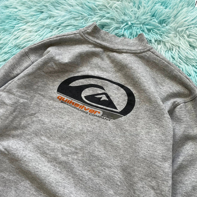 Vintage 90s Grey Quiksilver Sweatshirt Graphic - Small