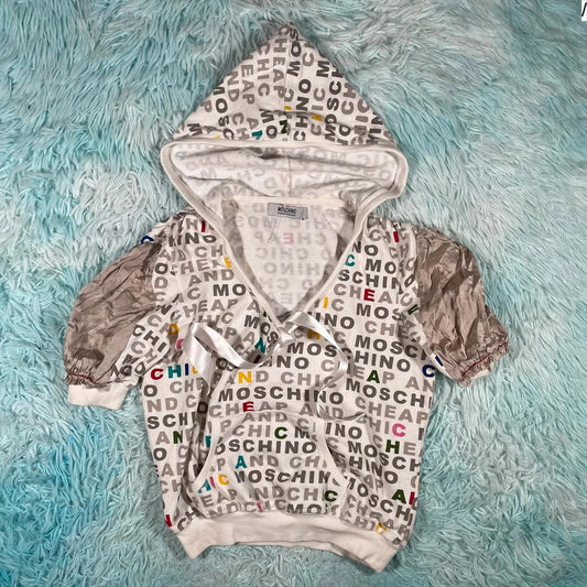 Vintage Y2K Moschino Fitted Hoodie Top - Small
