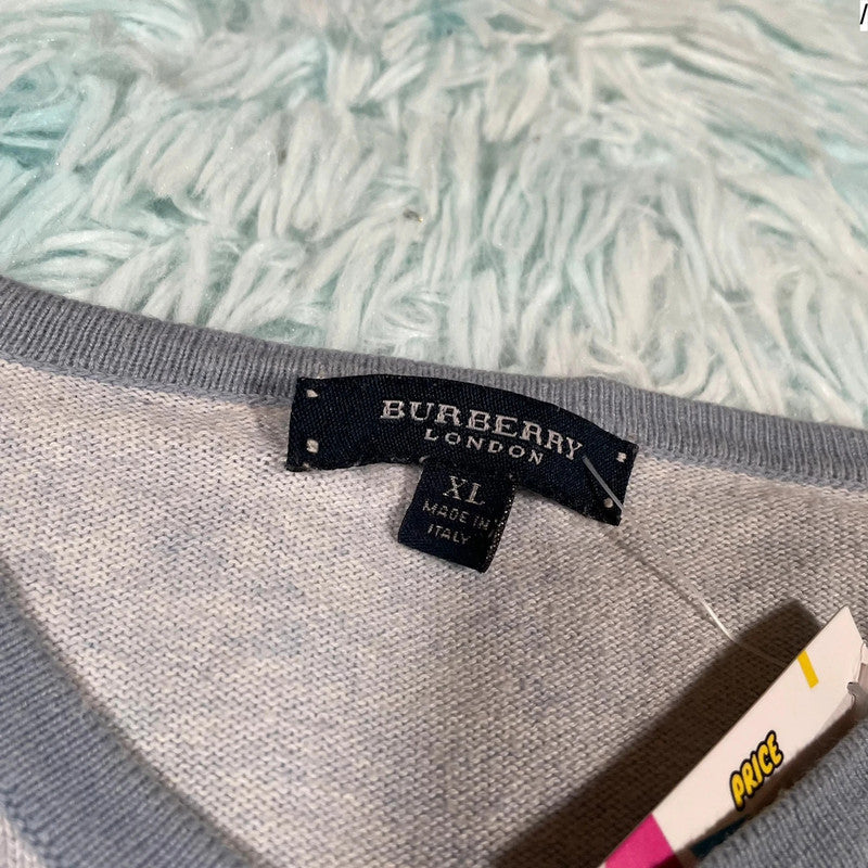 Light Blue Burberry Lightweight Jumper - XL