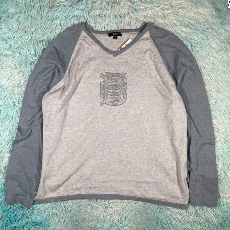 Light Blue Burberry Lightweight Jumper - XL