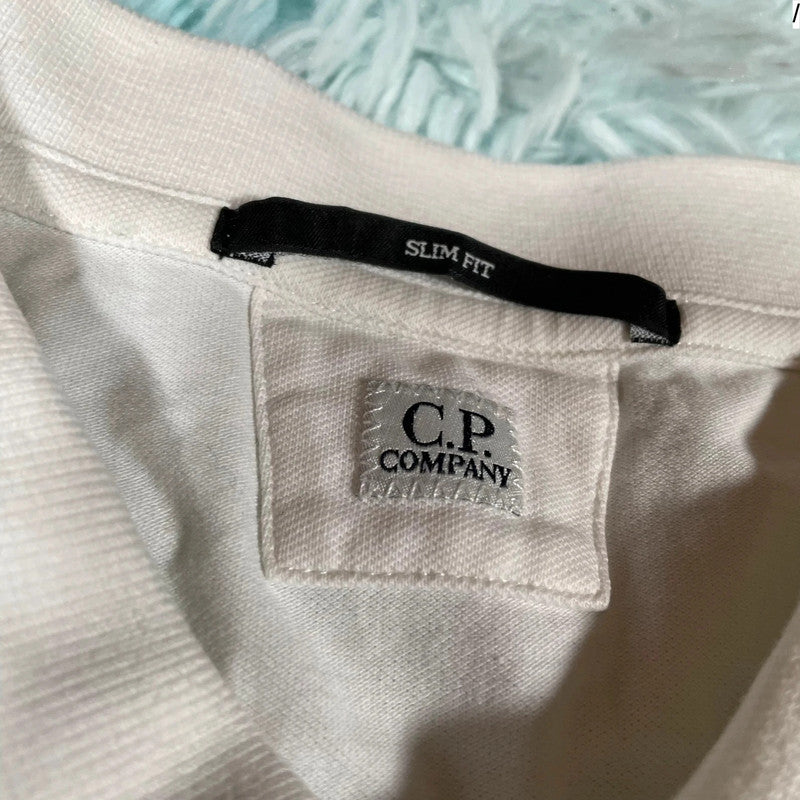 White CP Company Polo Shirt - XL
