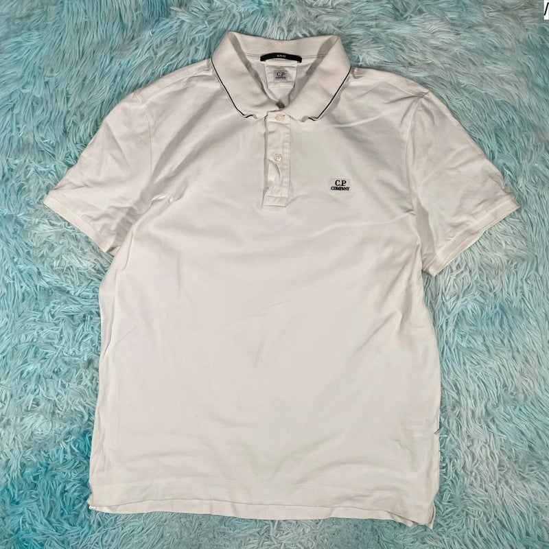 White CP Company Polo Shirt - XL
