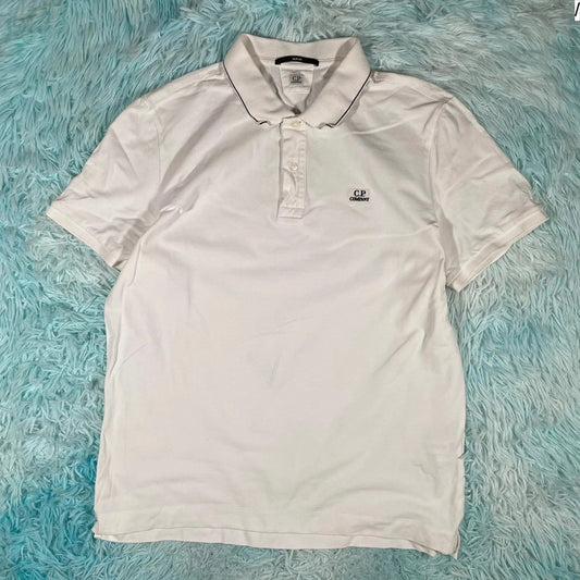 White CP Company Polo Shirt - XL