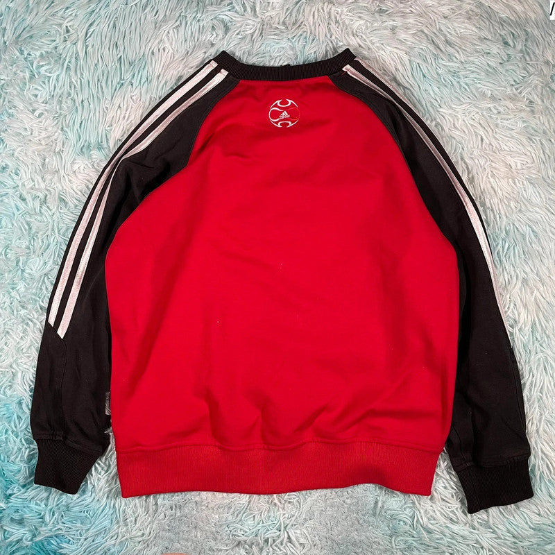 Vintage 00s Red & Black Adidas Sweatshirt - Medium