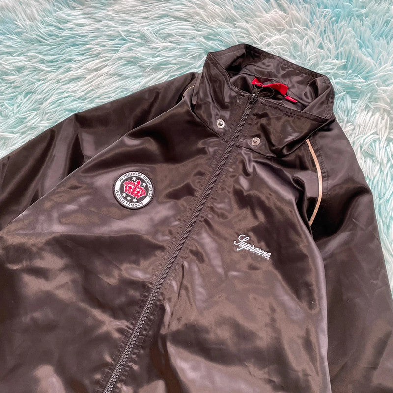 Black Supreme Satin Track Jacket - Medium