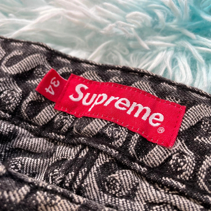 Grey Supreme Jacquard Jeans Double Knee - 34W