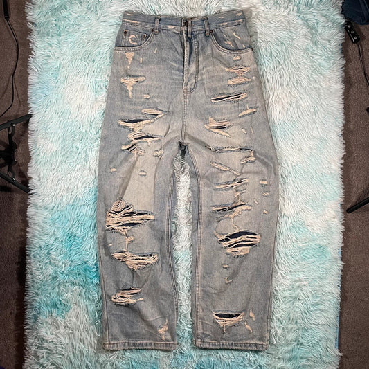 Light Blue Distressed Baggy Jeans Mijko - Medium
